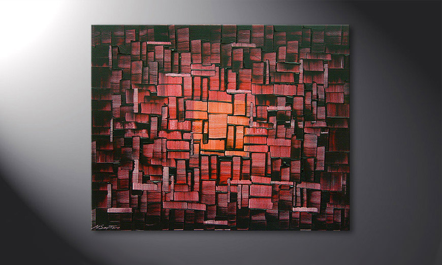 Le tableau mural Cubes of Glow 100x80x2cm