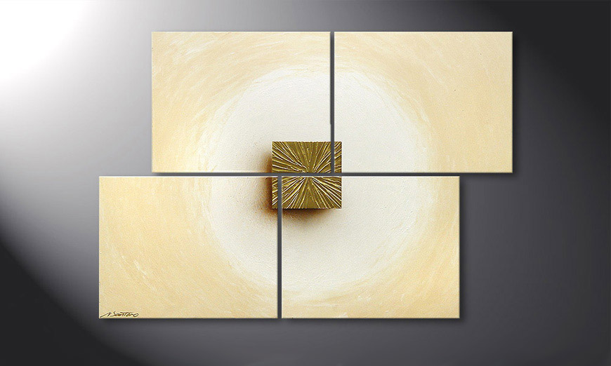 Le tableau mural Golden Cube 115x80x2cm