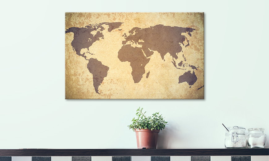 Le tableau exclusive Worldmap Grunge 80x50 cm