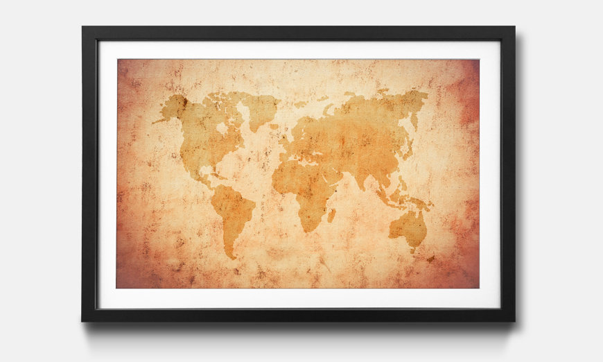 La reproduction encadrée Old Map Of The World