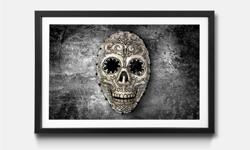Le tableau encadré Monochrome Skull