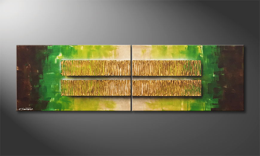 Art moderne Golden Rain 200x60cm