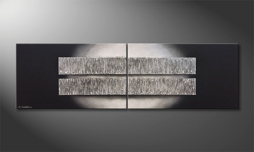 Le tableau moderne Silver Reflection 200x60cm