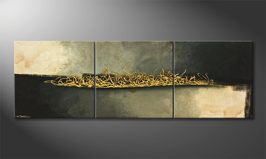 Le tableau mural Golden Flow 210x70cm