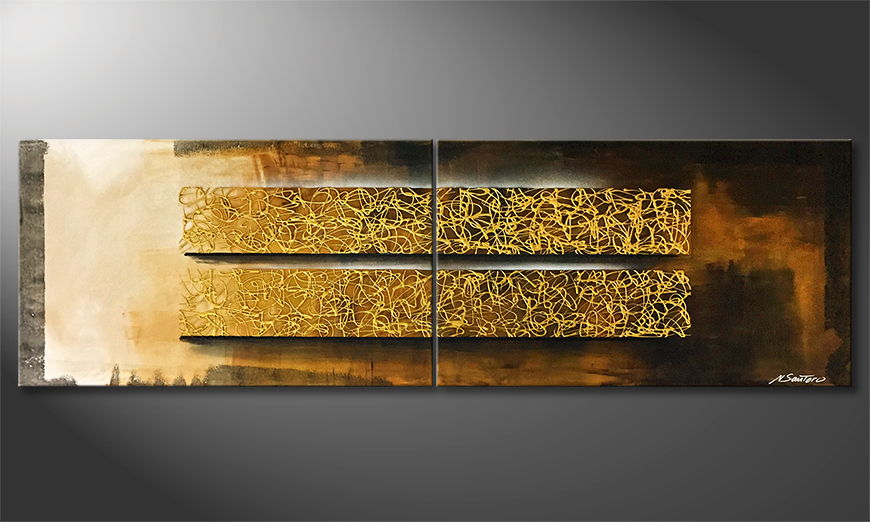 Le tableau mural Golden Rays 200x60cm