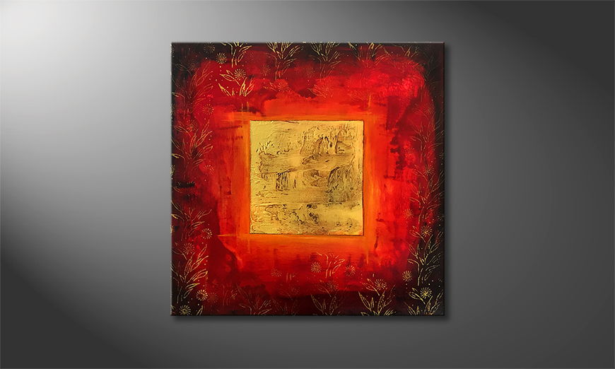 Peinture sur toile Burning Gold 80x80cm