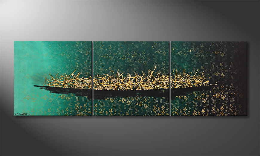 Peinture sur toile Golden Secret 180x60cm