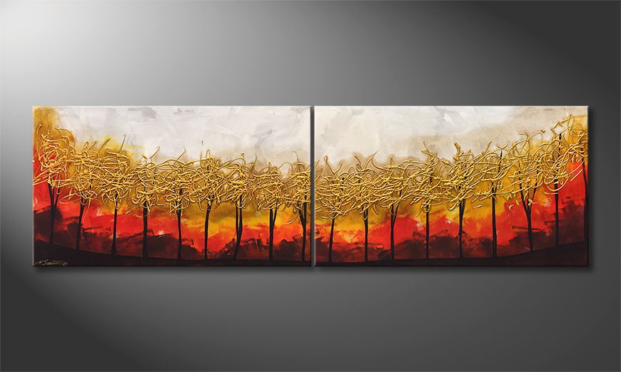 Peinture sur toile Golden Trees 200x60cm