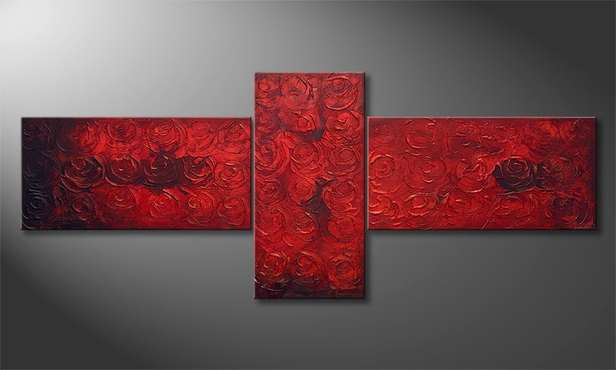 Peinture sur toile Midnight Roses 250x100cm