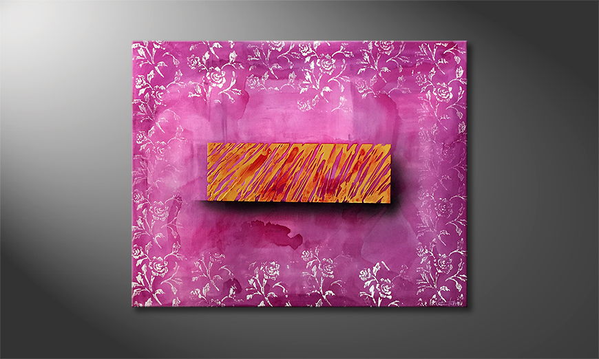 Peinture sur toile Pink Flowers 100x80cm