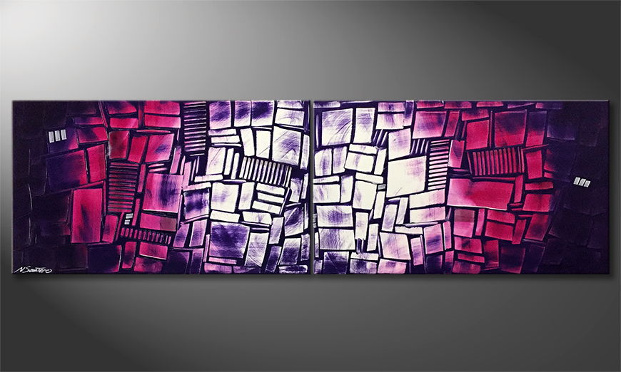 Peinture sur toile Purple Window 200x60cm