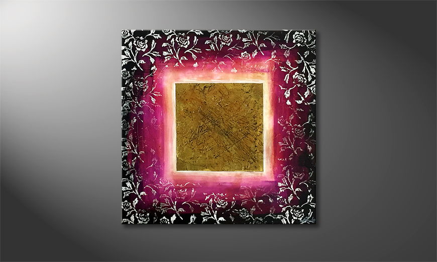 Peinture sur toile Rosy Gold 80x80cm